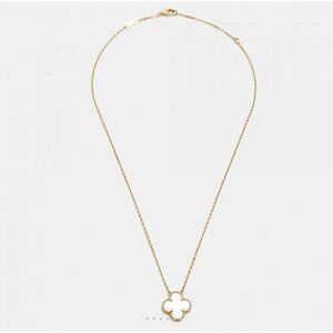 Womens Pendant Necklace Gold plated & White , Irish shamrock, festival, boho,